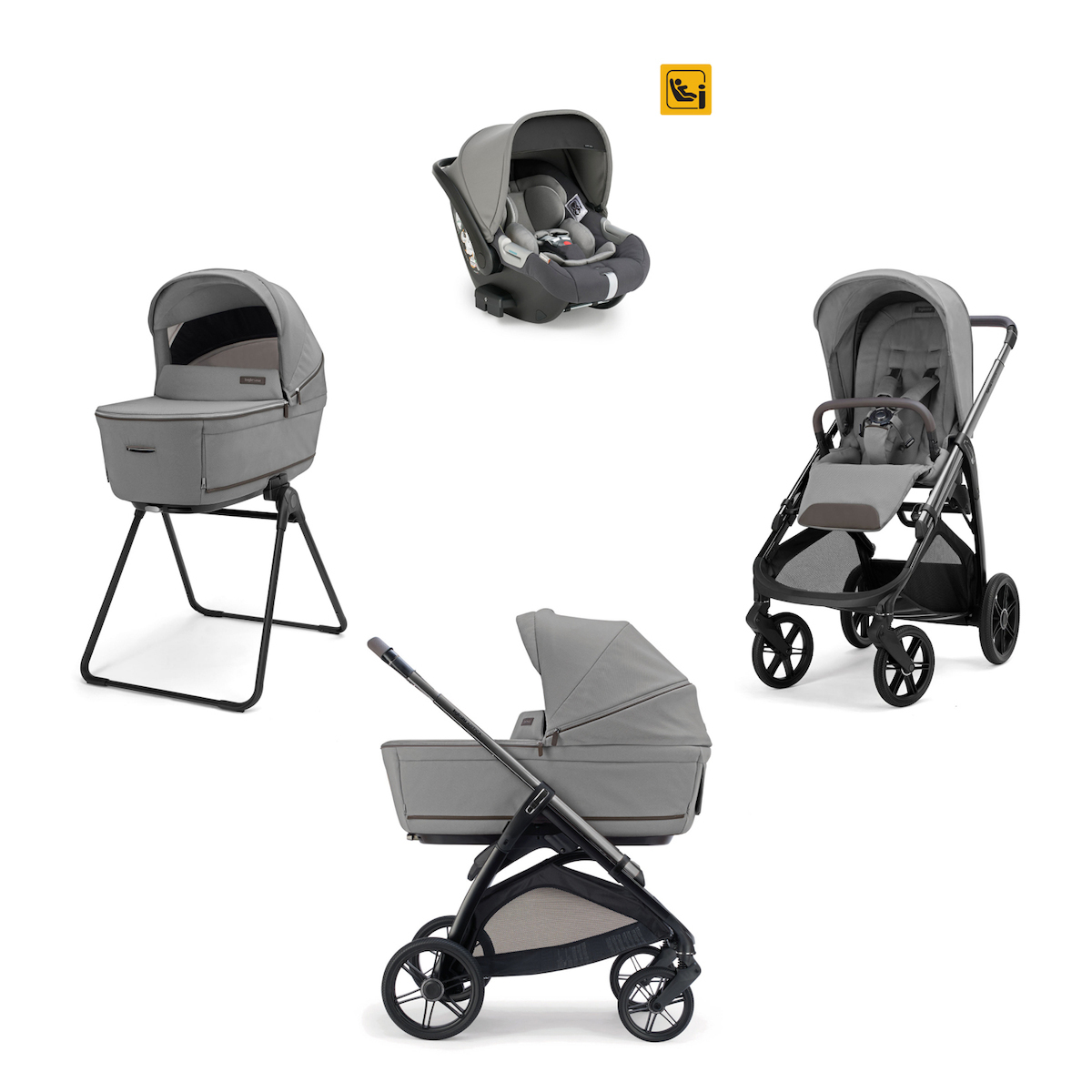 Inglesina Aptica Σύστημα Μεταφοράς Quattro Με Κάθισμα Αυτοκινήτου Darwin Crystal Grey / Litio Black