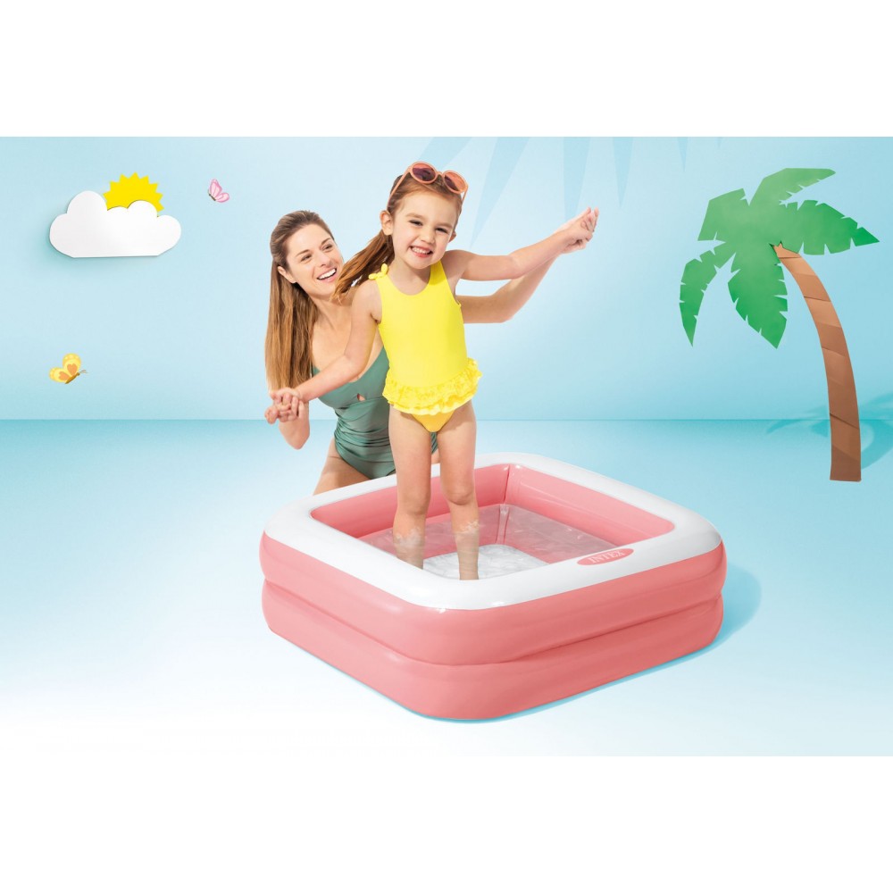 Παιδική Τετράγωνη Πισίνα Play Box Pool 85x85x23εκ Intex Pink