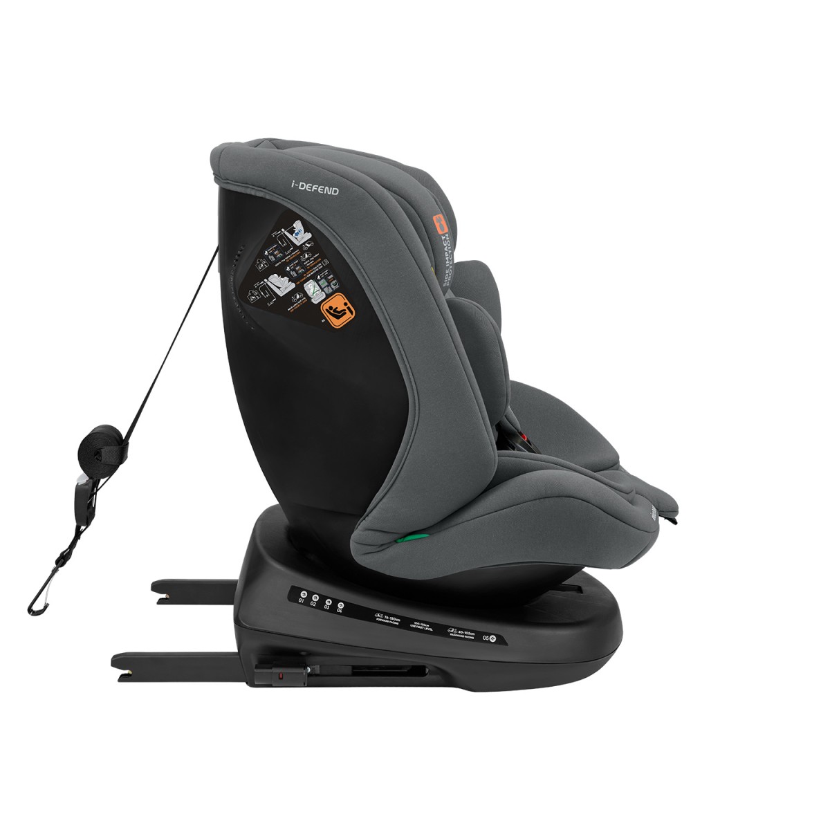Κάθισμα Αυτοκινήτου i-Defend i-Size Isofix 40-150cm (0-36kg) 360° Kikka boo Grey