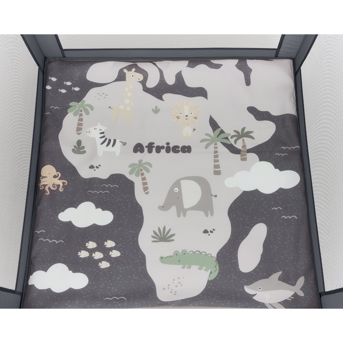 Παρκοκρέβατο Τετράγωνο Enjoy North America Grey 100x100cm Kikka boo