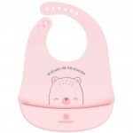 Σαλιάρα Σιλικόνης με Τσέπη Bear With Me Ροζ Kikkaboo