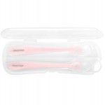 Σετ Κουταλάκια Σιλικόνης 2 Τεμαχίων Flexible   Με Θήκη Pink Kikkaboo