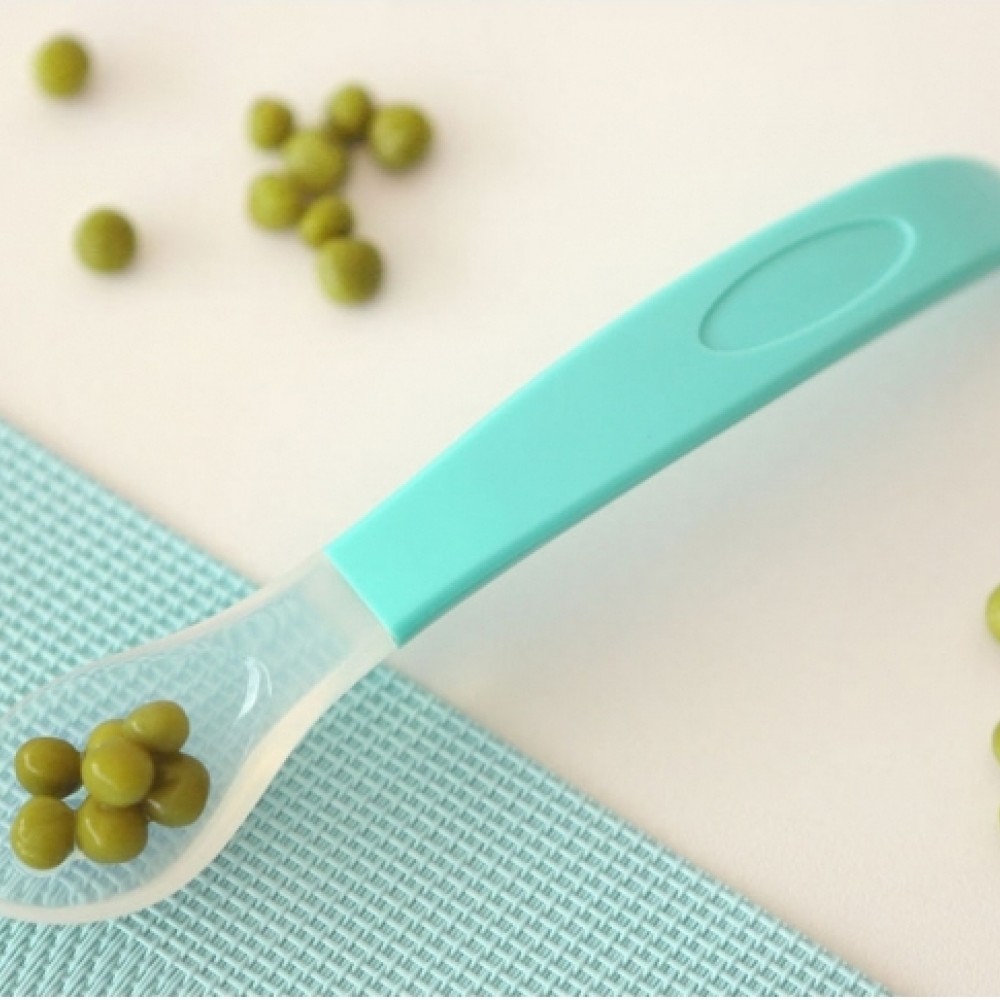 Kiokids Step 2 Εύκαμπτο Σιλικονούχο Κουταλάκι Για 6+ Μηνών Σιέλ 