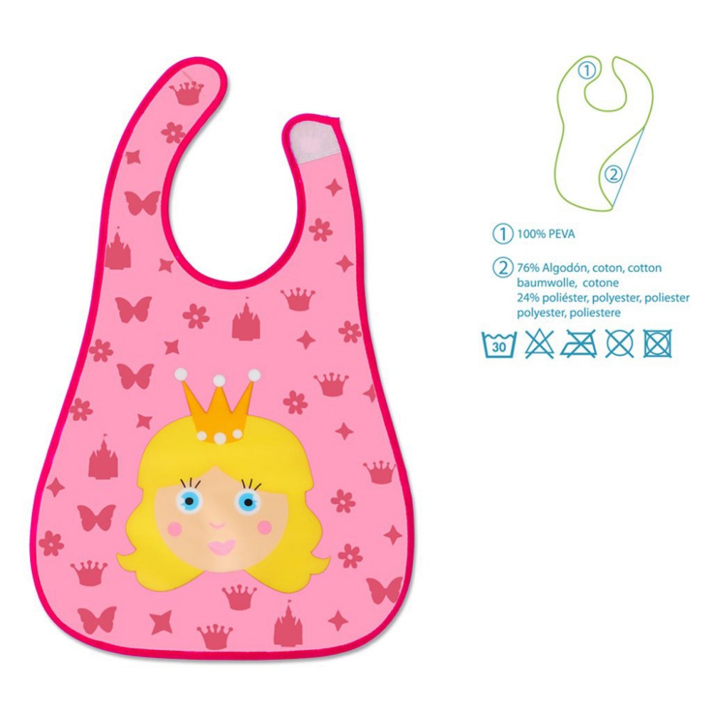  Mεγάλη σαλιάρα αδιάβροχη με βελκρο - Princess 4m+ kiokids