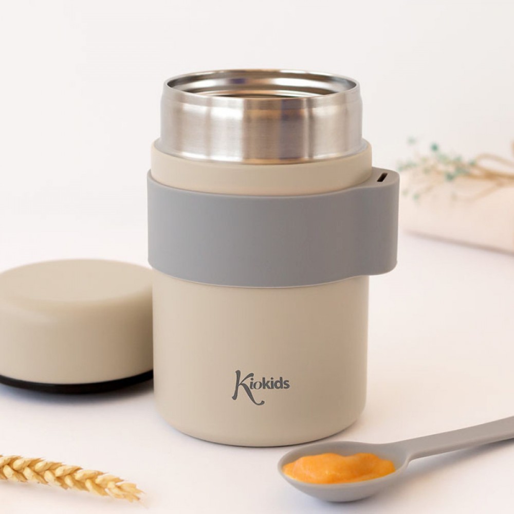 Kiokids Βρεφικό Θερμός Φαγητού με Κουταλάκι 500ml – Μπεζ