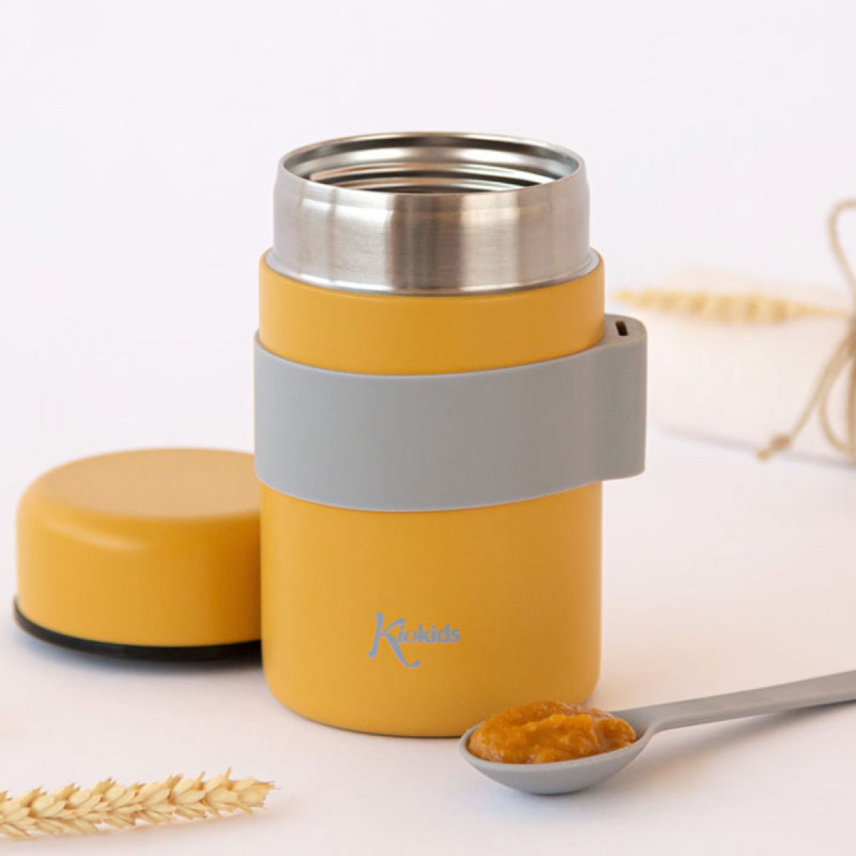 Kiokids Βρεφικό Θερμός Φαγητού με Κουταλάκι 500ml -Ώχρα