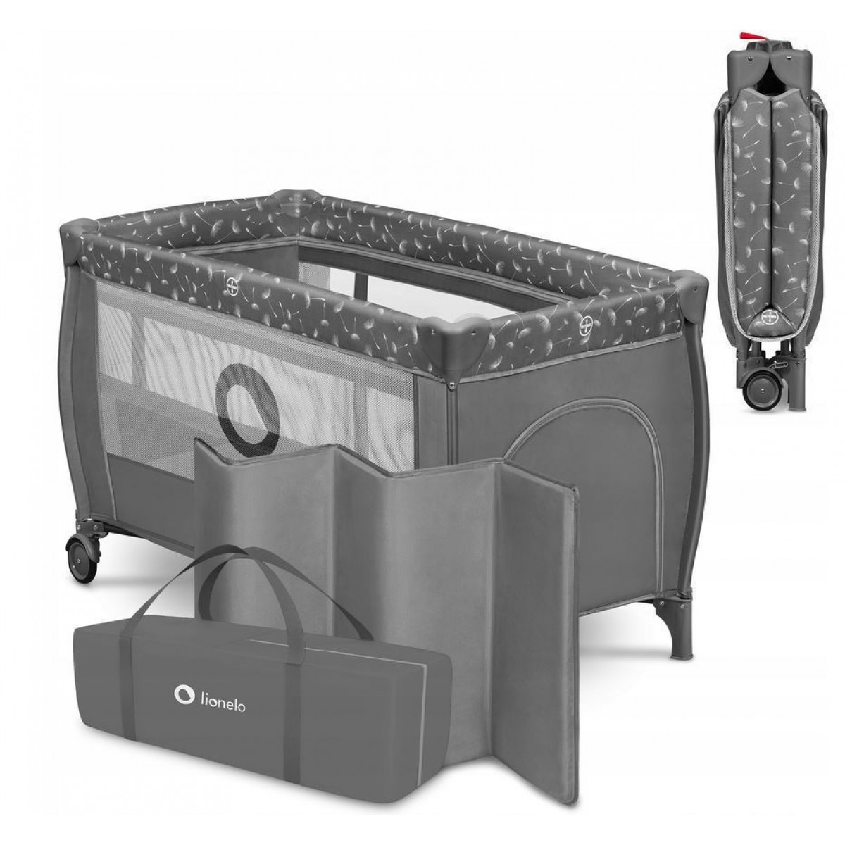 Lionelo Stefi Plus Παρκοκρέβατο 2 Επιπέδων Gray White