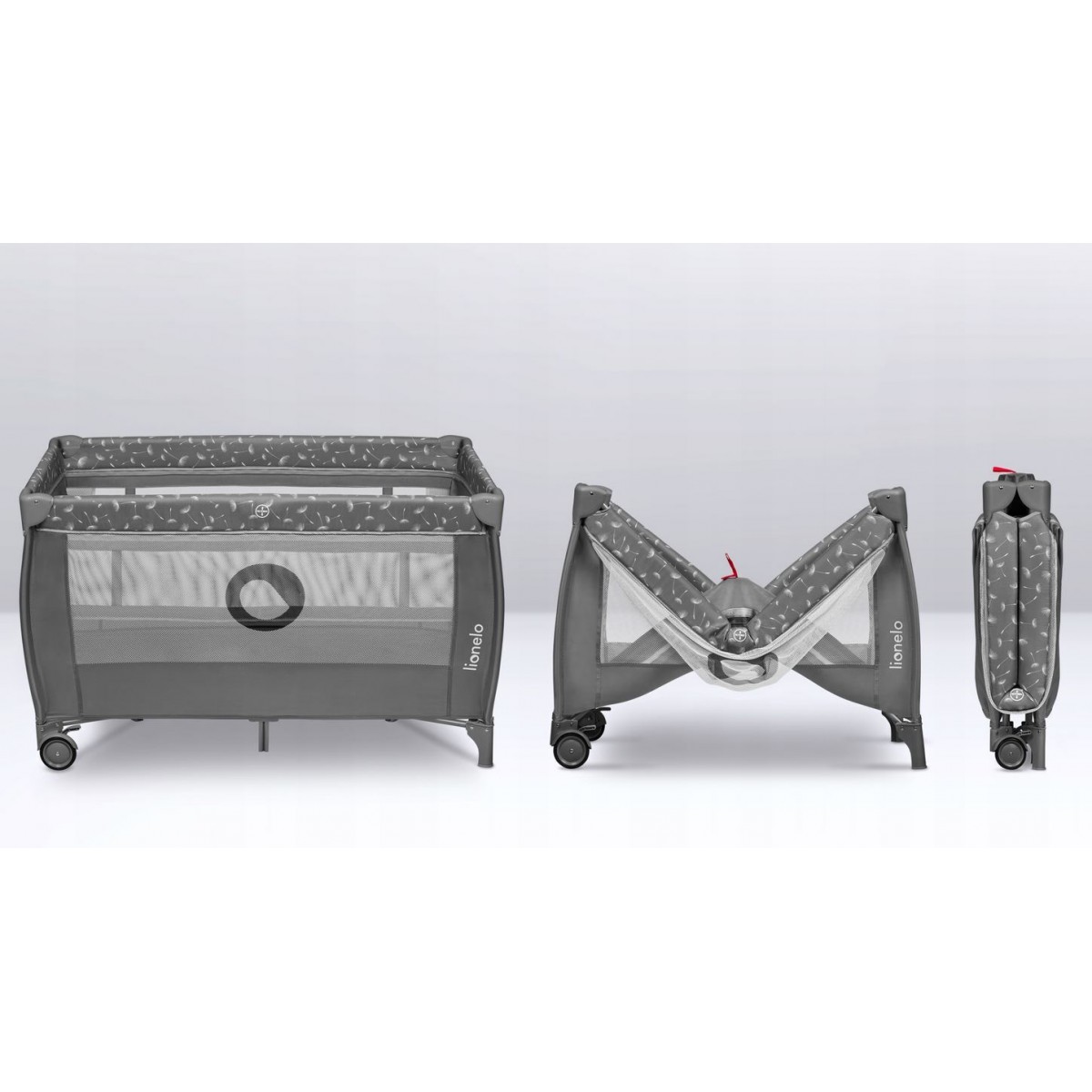Lionelo Stefi Plus Παρκοκρέβατο 2 Επιπέδων Gray White