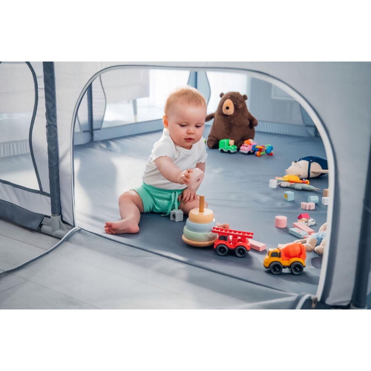 Lionelo Willow XL Βρεφικό Πάρκο Gray Congrete 187x207x68εκ.