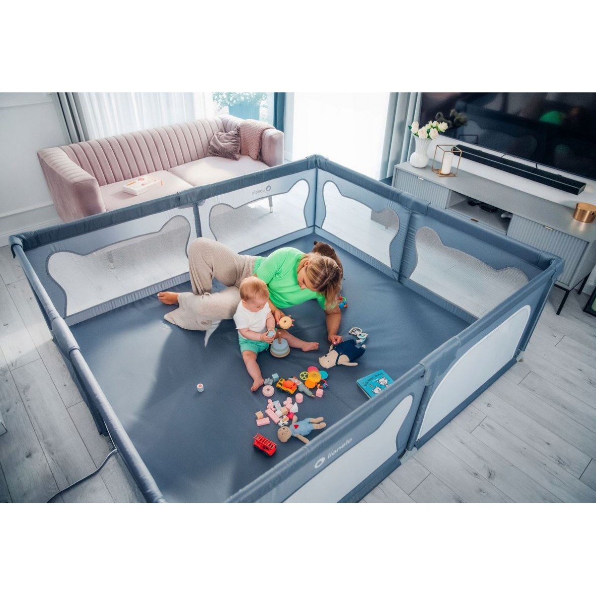 Lionelo Willow XL Βρεφικό Πάρκο Gray Congrete 187x207x68εκ.