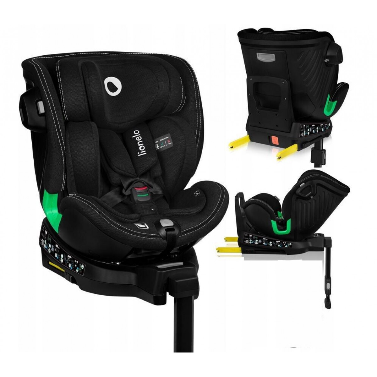 Lionelo Harmony i-Size κάθισμα αυτοκινήτου 40-150 cm isofix Black Carbon Bamboo Buckle Alarm – συναγερμός ενσωματωμένος