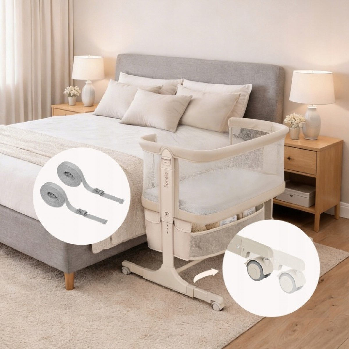 Lionelo Jodie Λίκνο Συγκοίμησης Beige Taupe