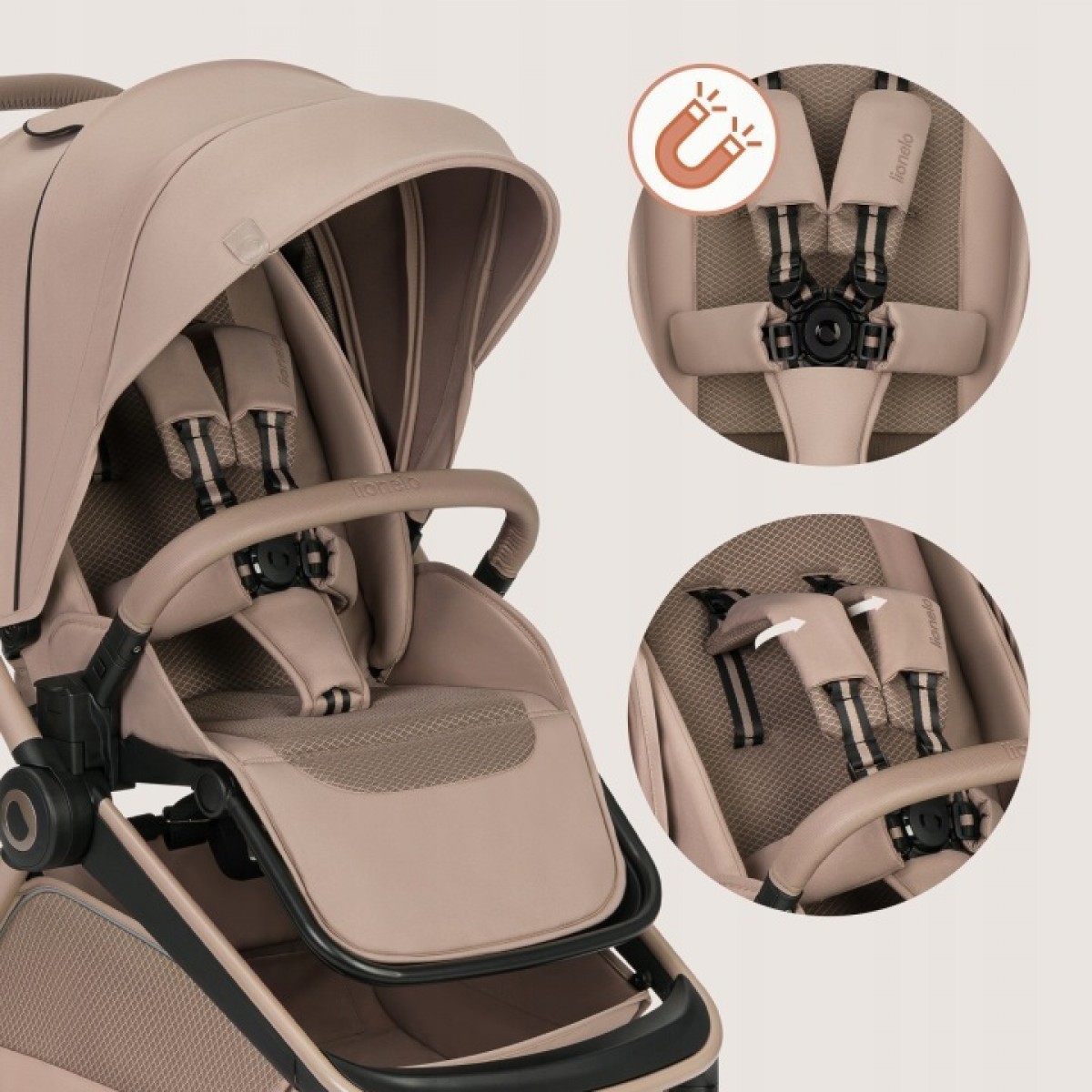 Πολυκαρότσι Lionelo Freya 3 σε 1 έως 22kg με αναδιπλούμενο Πορτ-Μπεμπέ Beige Sand