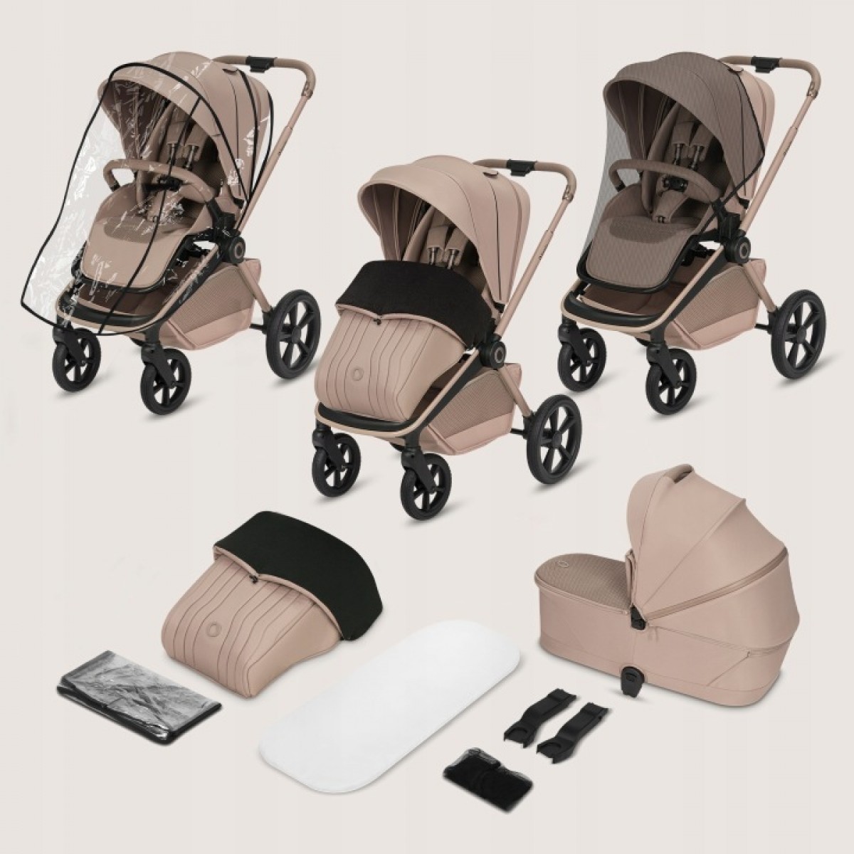 Πολυκαρότσι Lionelo Freya 3 σε 1 έως 22kg με αναδιπλούμενο Πορτ-Μπεμπέ Beige Sand