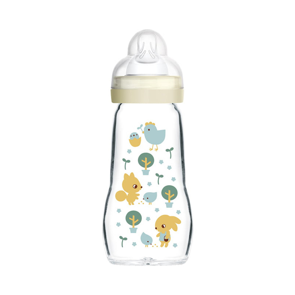 MAM Μπιμπερό Γυάλινο Feel Good 260ml Κρεμ 2m+