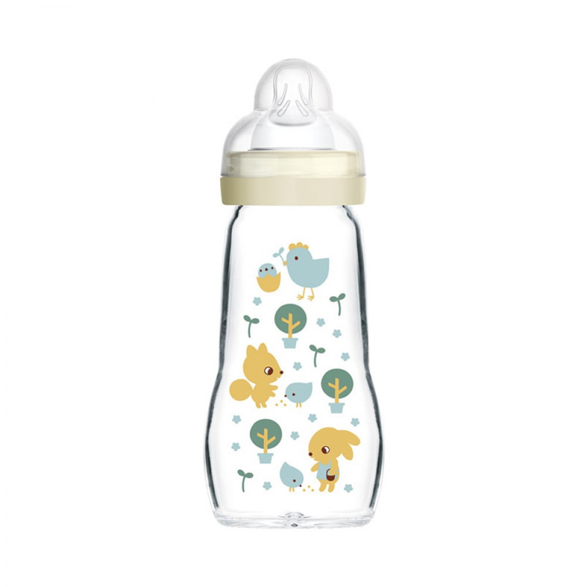 MAM Μπιμπερό Γυάλινο Feel Good 260ml Κρεμ 2m+