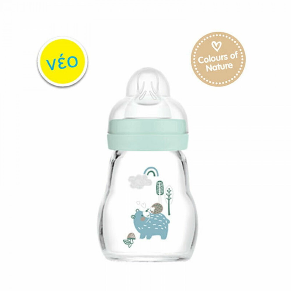MAM Μπιμπερό Γυάλινο Feel Good 170ml – Συλλογή Forest 0m Μπλε