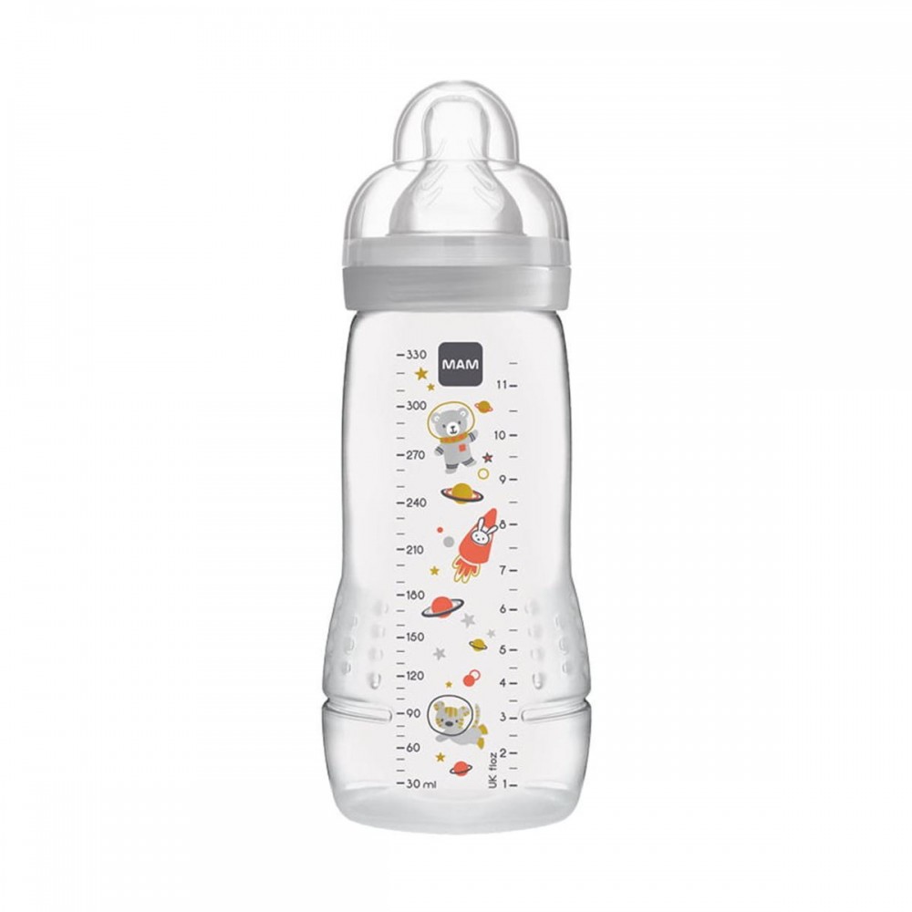 MAM Μπιμπερό 330ml πλαστικό Easy Active Baby Bottle 4m+ γκρι