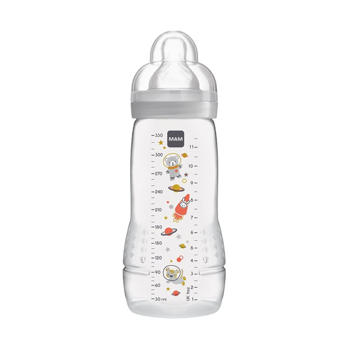 MAM Μπιμπερό 330ml πλαστικό Easy Active Baby Bottle 4m+ γκρι