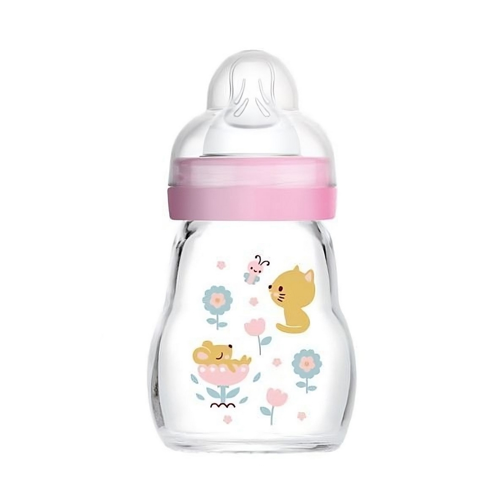MAM Μπιμπερό Γυάλινο Feel Good 170ml – Forest 0m Ροζ