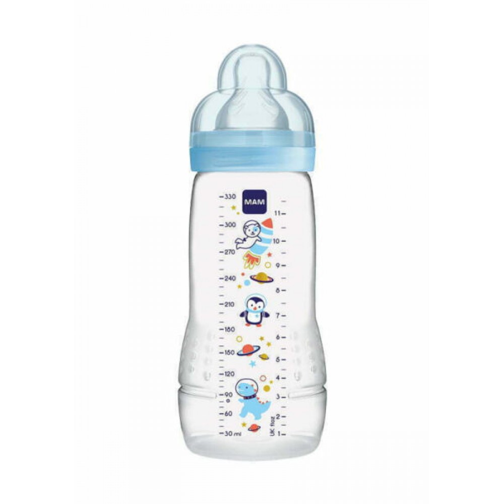 MAM Μπιμπερό 330ml πλαστικό Easy Active Baby Bottle 4m+ Μπλε