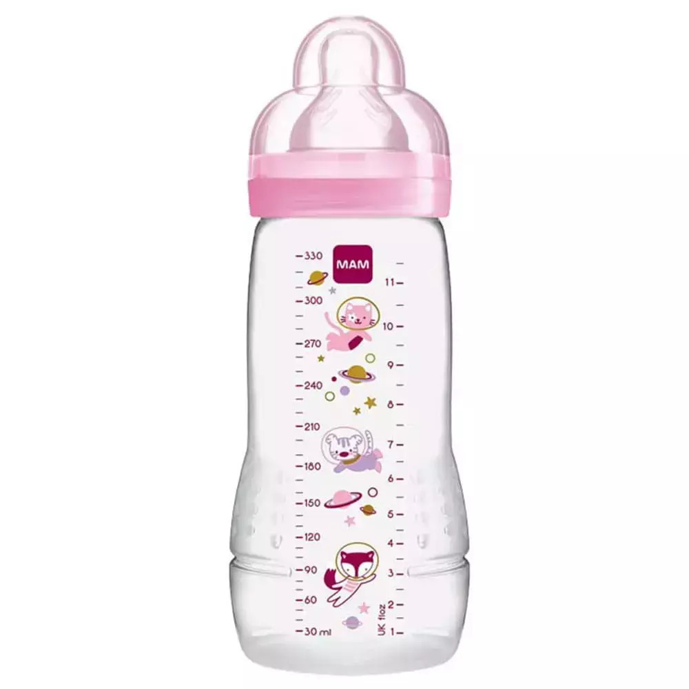 MAM Μπιμπερό 330ml πλαστικό Easy Active Baby Bottle 4m+ροζ