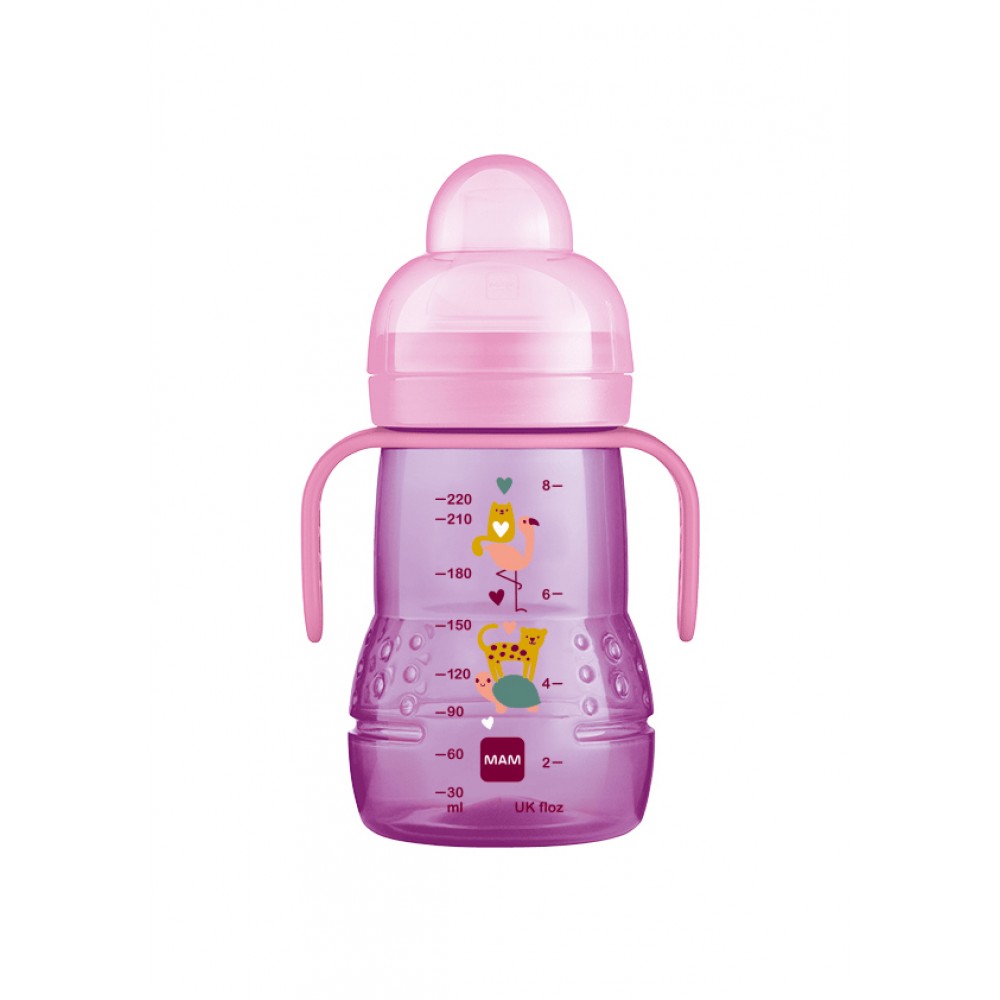 Μπιμπερό Μετάβασης σε Ποτηράκι Trainer ροζ  220ml 4m+