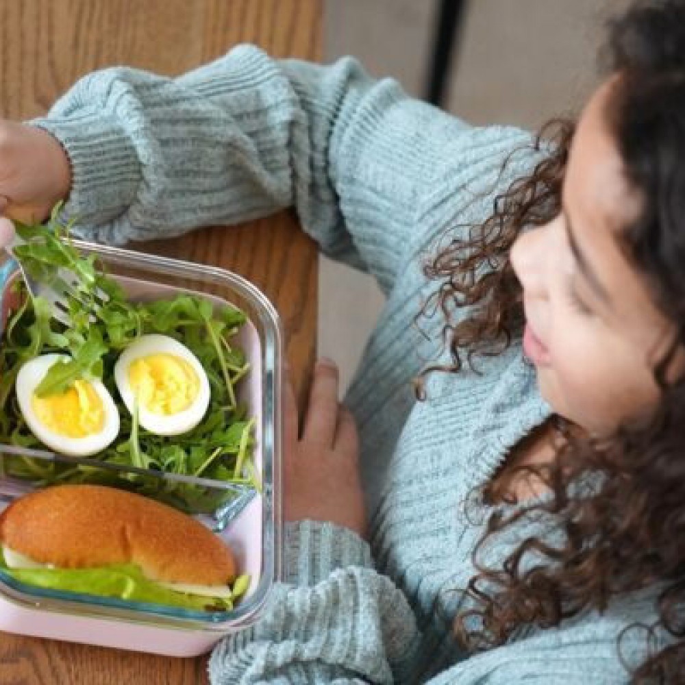 Φαγητοδοχείο Γυάλινο με θήκη σιλικόνης και χώρισμα 740ml Glass Bento Τιρκουάζ  Melii 740ml – Blue