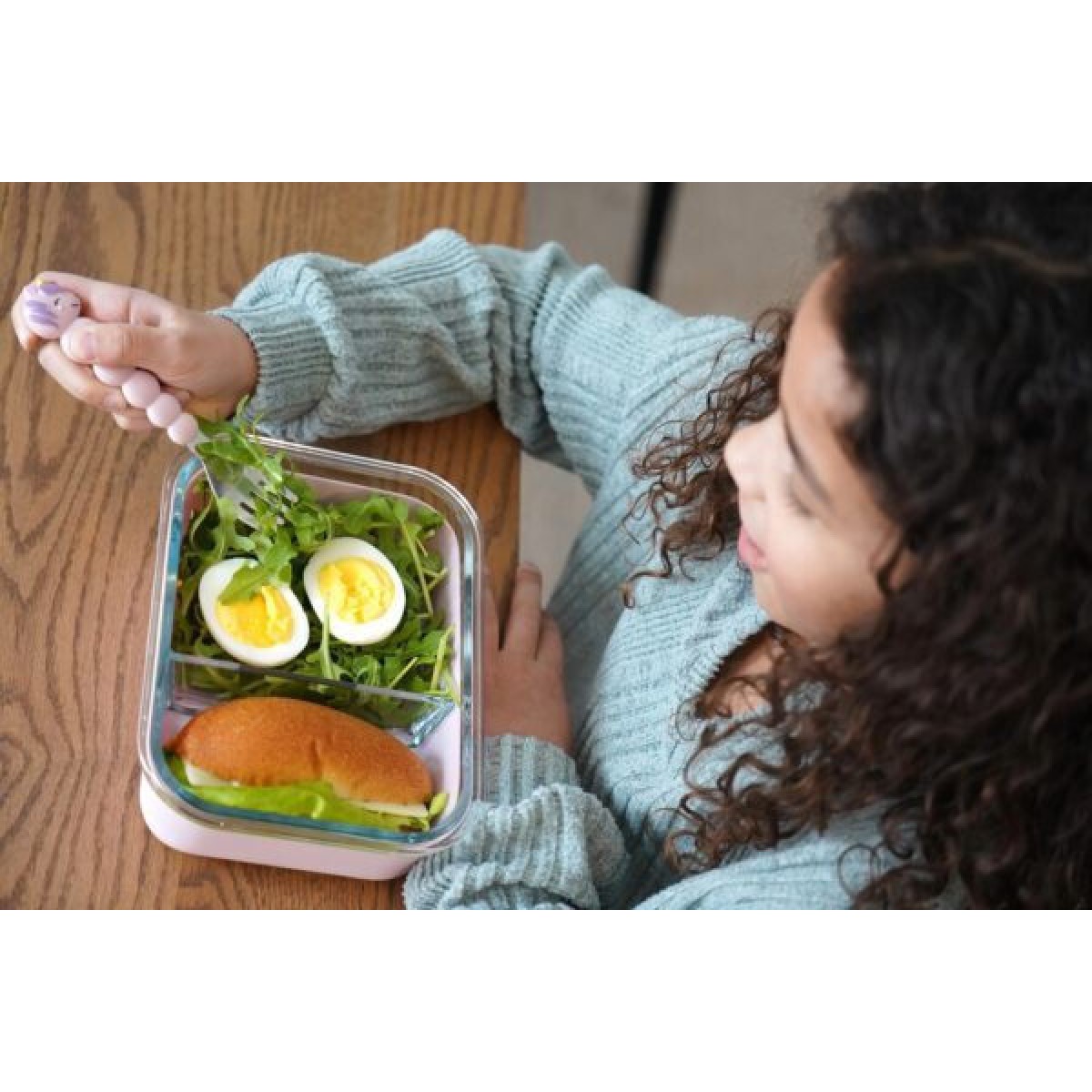 Φαγητοδοχείο Γυάλινο με θήκη σιλικόνης και χώρισμα 740ml Glass Bento Τιρκουάζ  Melii 740ml – Blue