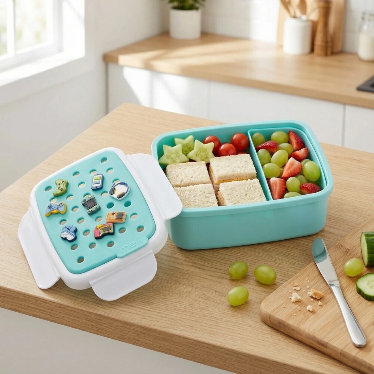 Melii Bento Φαγητοδοχείο με Charms 880ml - Πράσινο