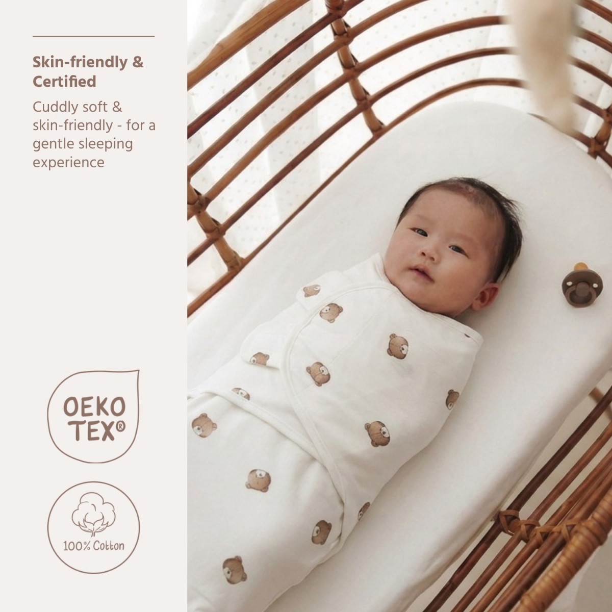 Meyco Καλοκαιρινός Υπνόσακος Κουβέρτα Swaddle Bear Multicolor  0-3 μηνών