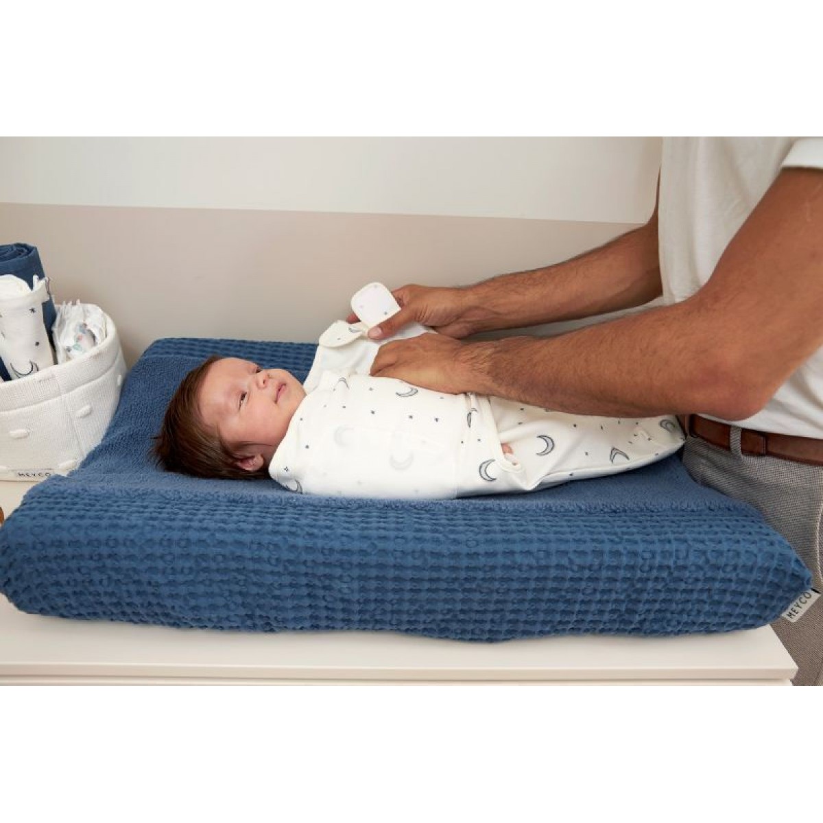 Meyco Καλοκαιρινός Υπνόσακος Κουβέρτα Swaddle Moon Indigo 0-3 μηνών