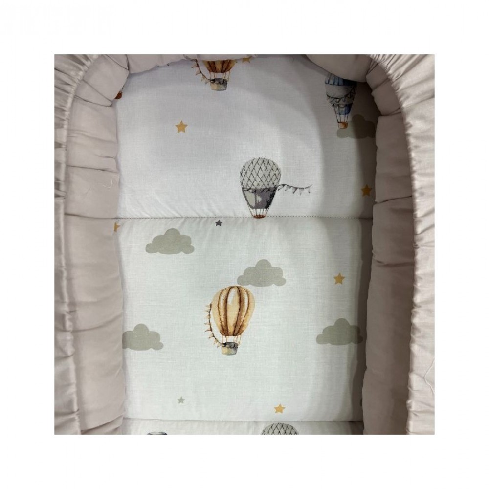 Βρεφική φωλιά 3in1 NATALINO BEBELINO Αερόστατα Γκρι   με φερμουάρ