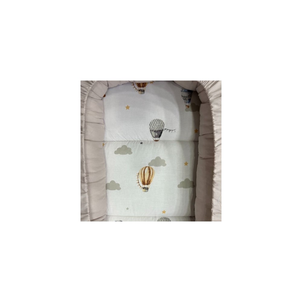 Βρεφική φωλιά 3in1 NATALINO BEBELINO Αερόστατα Γκρι   με φερμουάρ