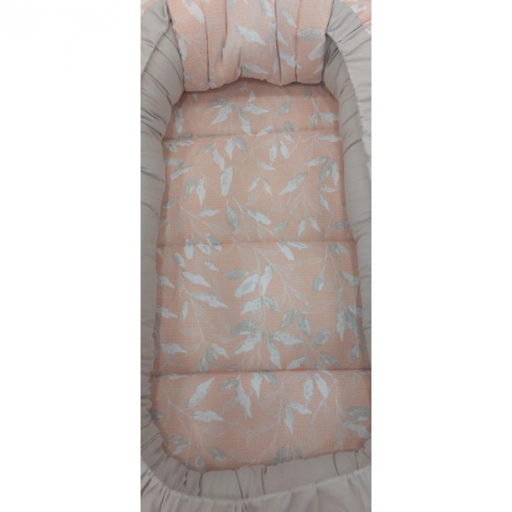 Βρεφική φωλιά 3in1 NATALINO BEBELINO Σομόν Φύλλα  με φερμουάρ