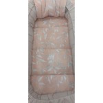 Βρεφική φωλιά 3in1 NATALINO BEBELINO Σομόν Φύλλα  με φερμουάρ