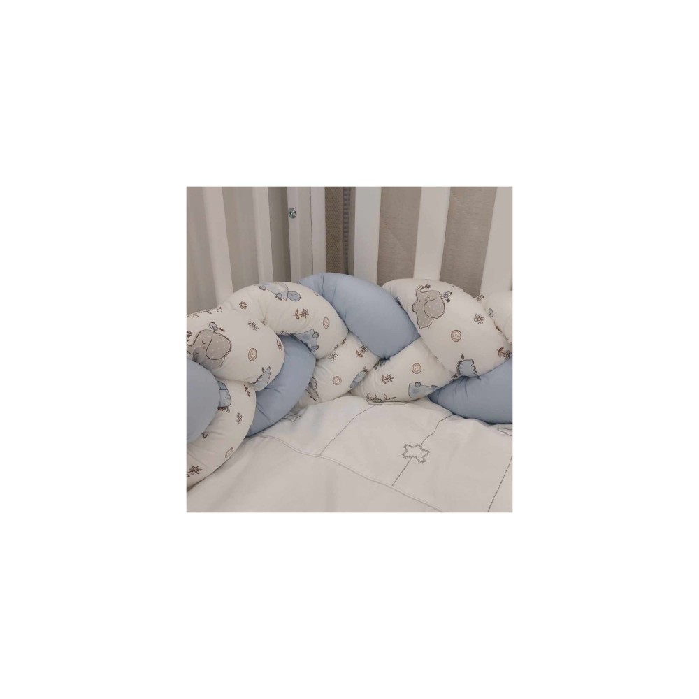 Πάντα Πλεξίδα NATALINO BEBELINO Λευκό-Σιελ Zωάκια Baby Love 190x20
