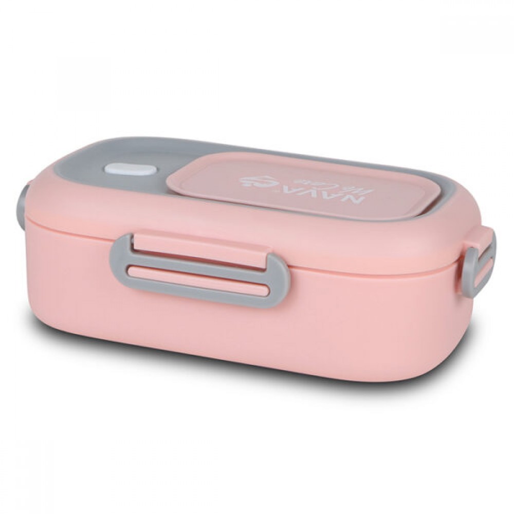 Nava We Care Lunchbox Δοχείο Φαγητού με Χωρίσματα Ανοξείδωτο Ορθογώνιο Ροζ 800ml