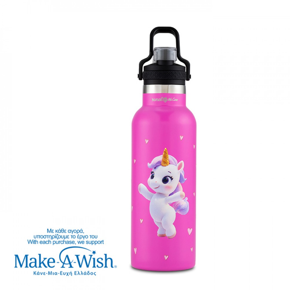 Ανοξείδωτο θερμός μπουκάλι 500ml Nava We Care Pink Unicorn
