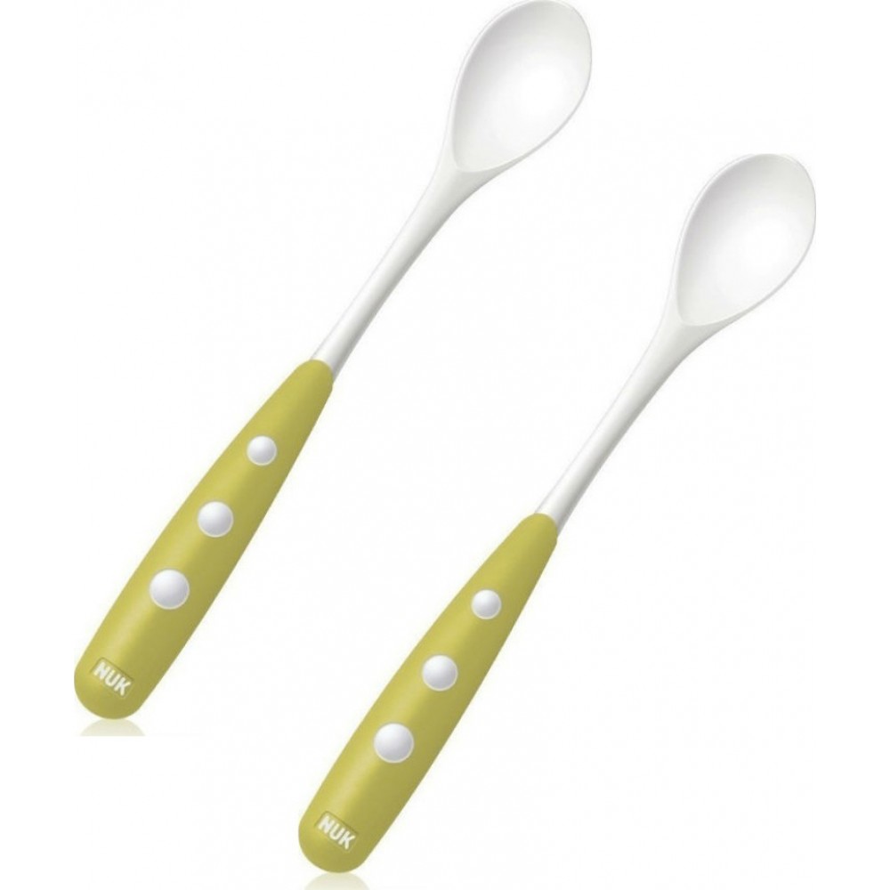 NUK Easy Learning Κουτάλι Φαγητού Πλαστικό 6+ μηνών 2τεμ Λαχανί 