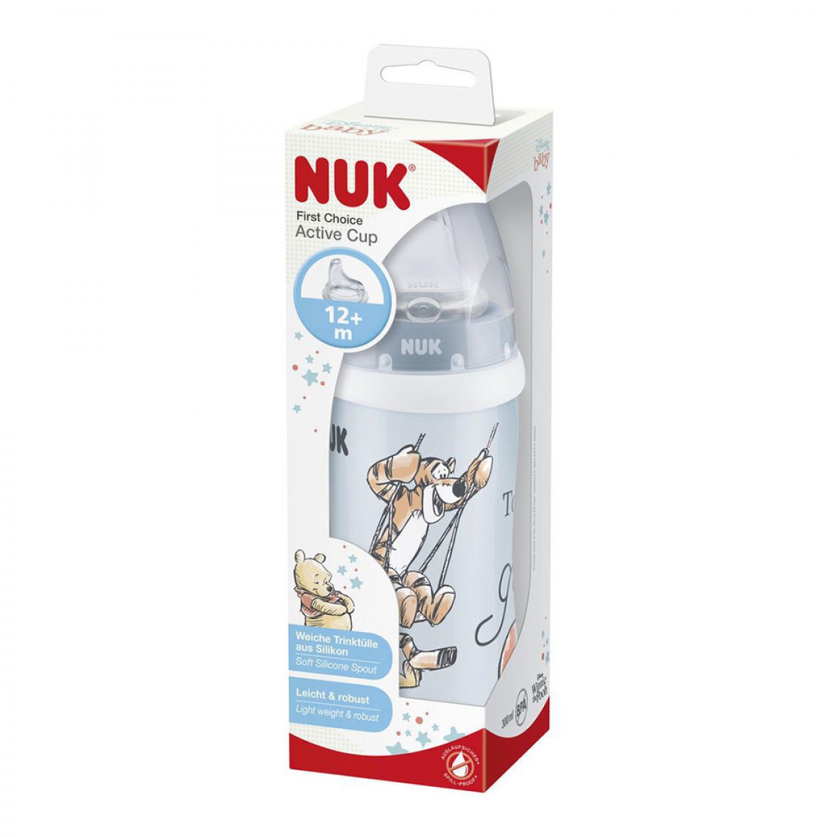 Nuk Παγουράκι Active Cup Winnie The Pooh Με Ρύγχος Σιλικόνης 12m+ Σιέλ, 300ml
