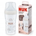 NUK Perfect Match Πλαστικό Μπιμπερό Κατά των Κολικών με Θηλή Σιλικόνης & Δείκτη Θερμοκρασίας για 0+ μηνών 230ml - Ουράνιο Τόξο