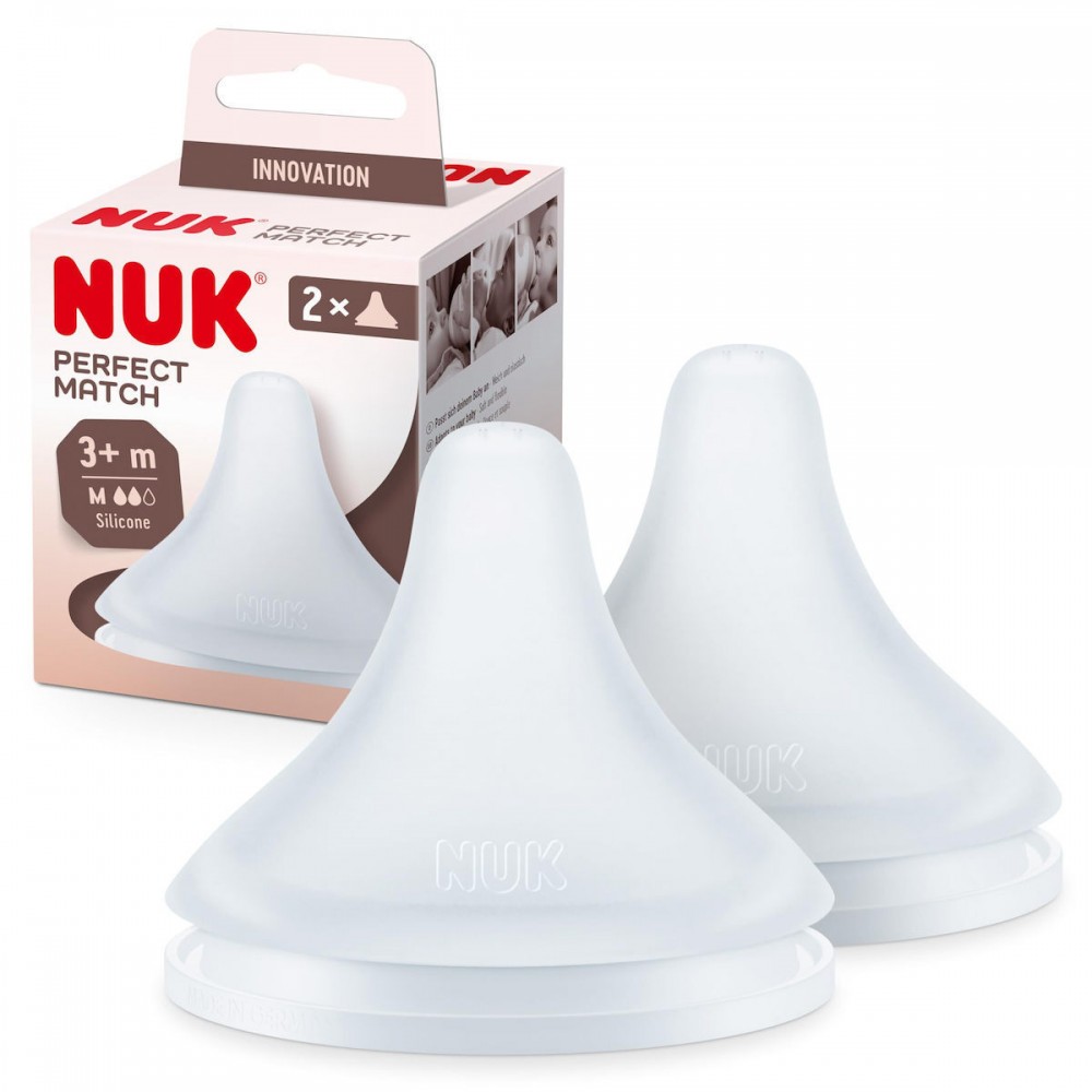 Nuk | Perfect Match Θηλή Σιλικόνης Μέγεθος M 3m+ | 2τεμ