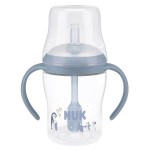 Nuk Perfect Match Εκπαιδευτικό Ποτήρι Με Καλαμάκι Σιλικόνης 8m+ Μπλε Πιγκουίνος 150ml