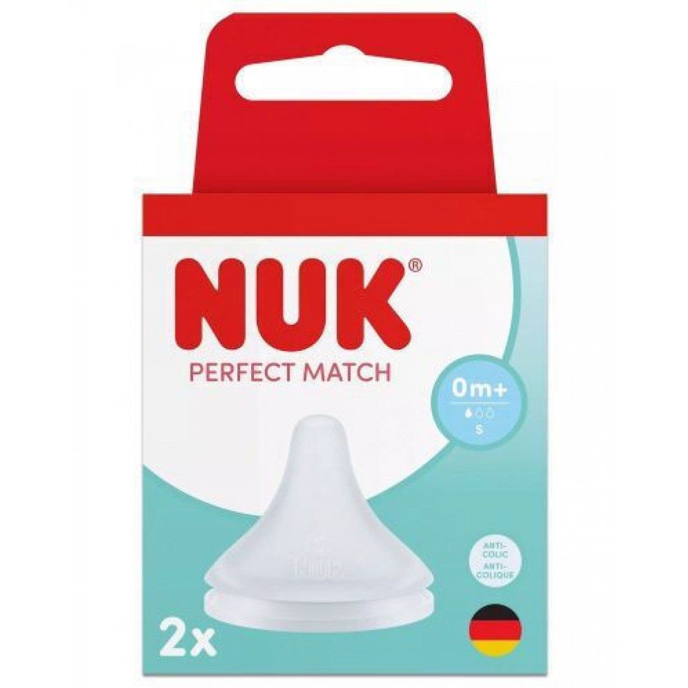 Nuk | Perfect Match Θηλή Σιλικόνης Μέγεθος S 0+m | 2τεμ
