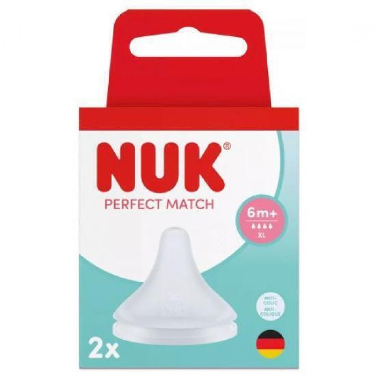 Nuk | Perfect Match Θηλή Σιλικόνης Μέγεθος  Flow Control 6m+ XL  2τεμ