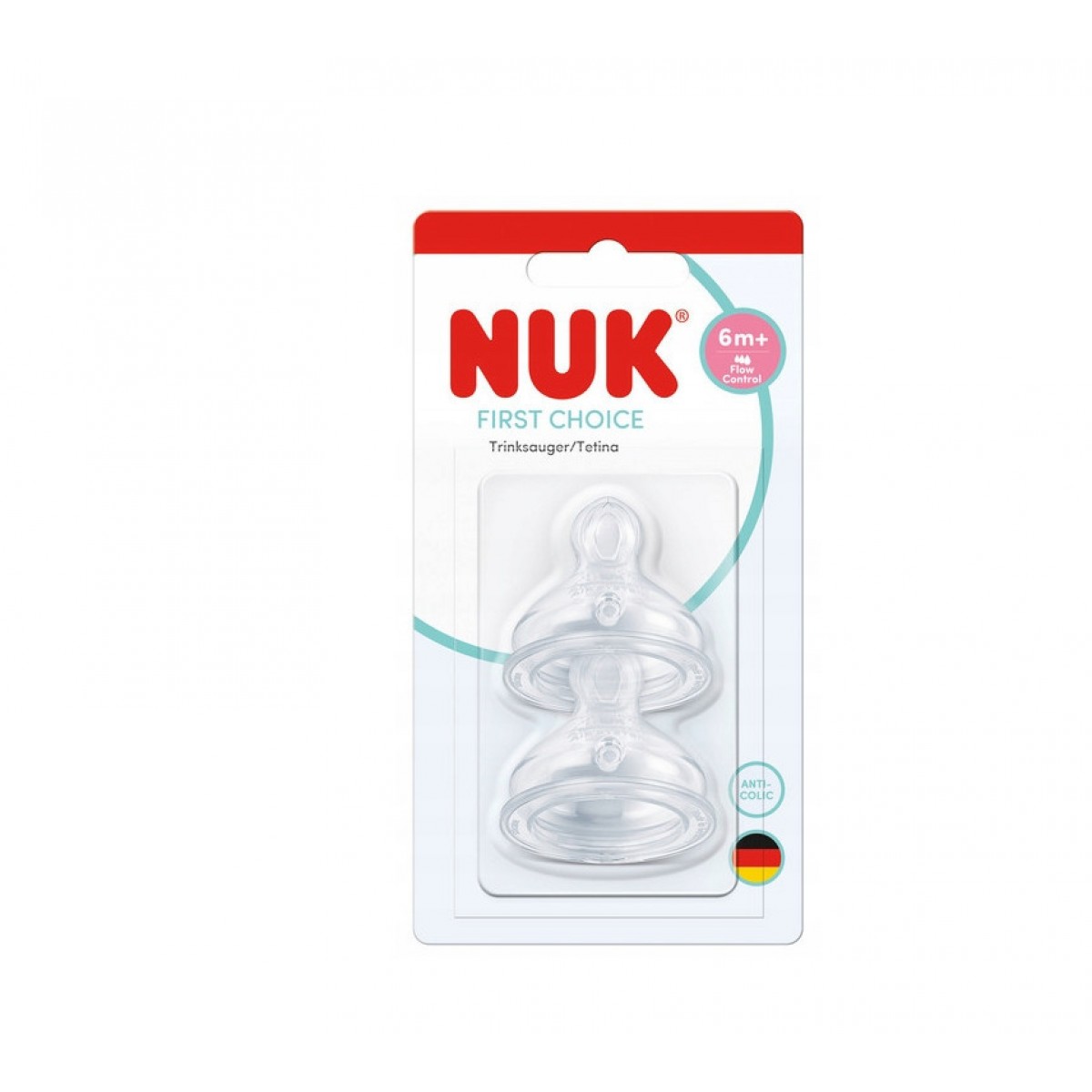 Nuk First Choice Plus Θηλή Σιλικόνης 6m+ Flow Control 2τμχ