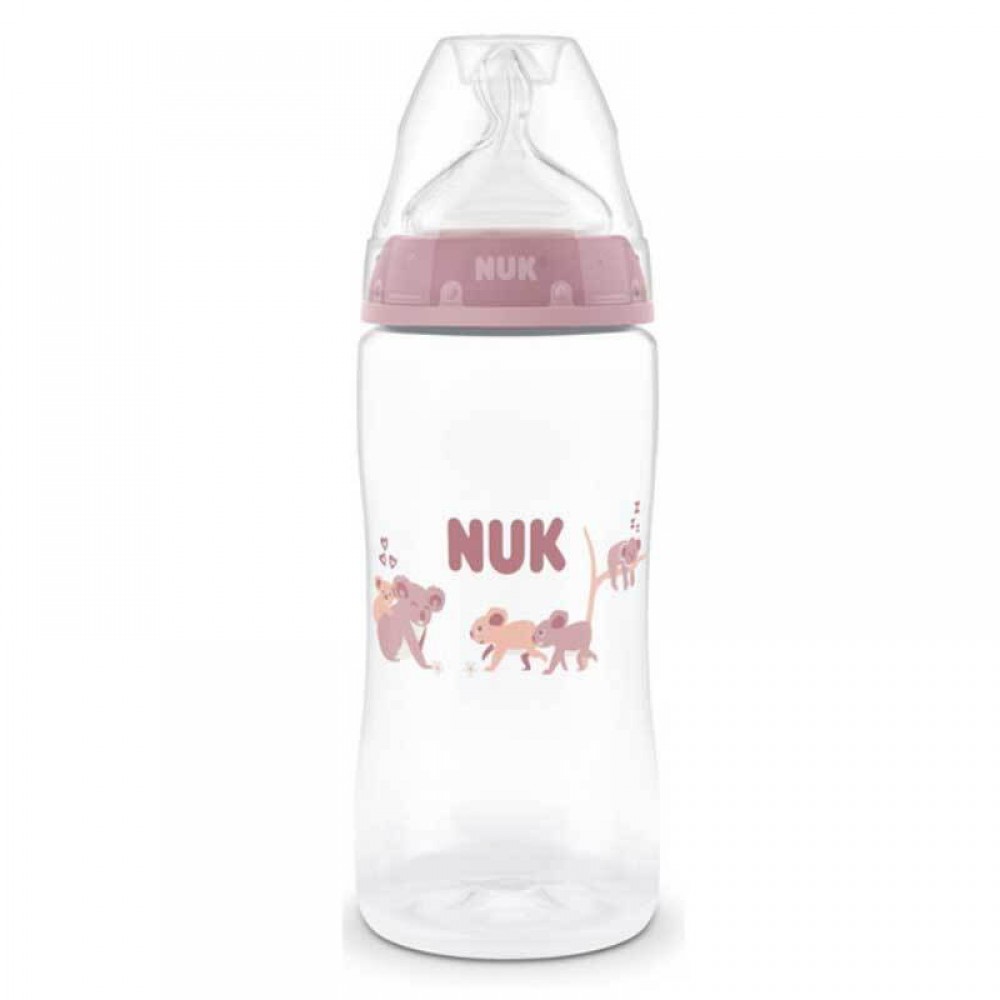 Nuk Πλαστικό Μπιμπερό First Choice Κατά των Κολικών Με Θηλή Σιλικόνης Για 3+ Μηνών  Koala ροζ 300ml