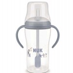 Nuk Perfect Match Εκπαιδευτικό Ποτήρι με Καλαμάκι Σιλικόνης 8m+ Μπλε Πιγκουίνος  260ml
