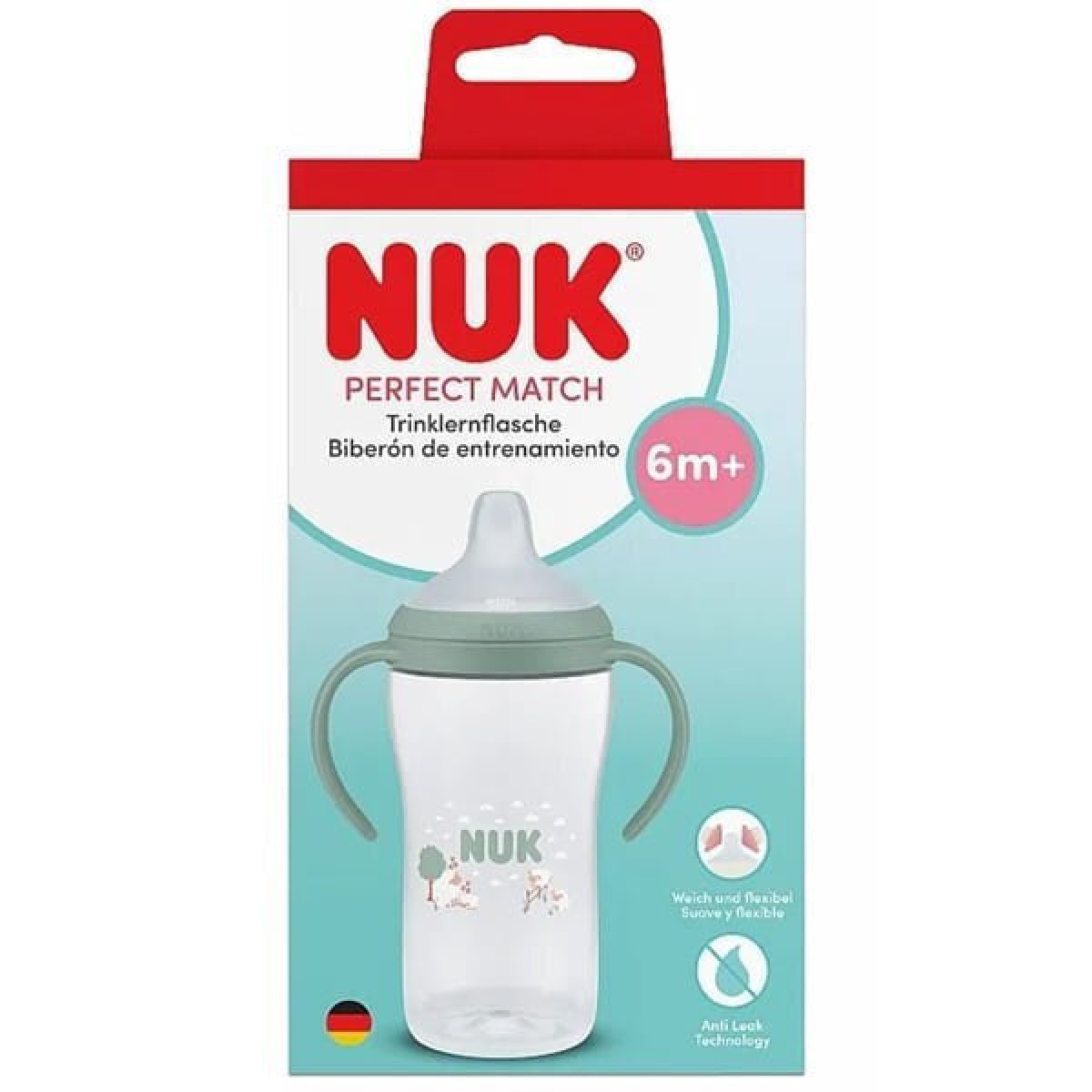Nuk Perfect Match Εκπαιδευτικό Μπιμπερό με Στόμιο Σιλικόνης & 2 Λαβές για 6+ Μηνών  Sheep  , 260ml